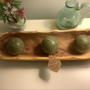 NWT! Stunning wooden bowl with 3 candles.